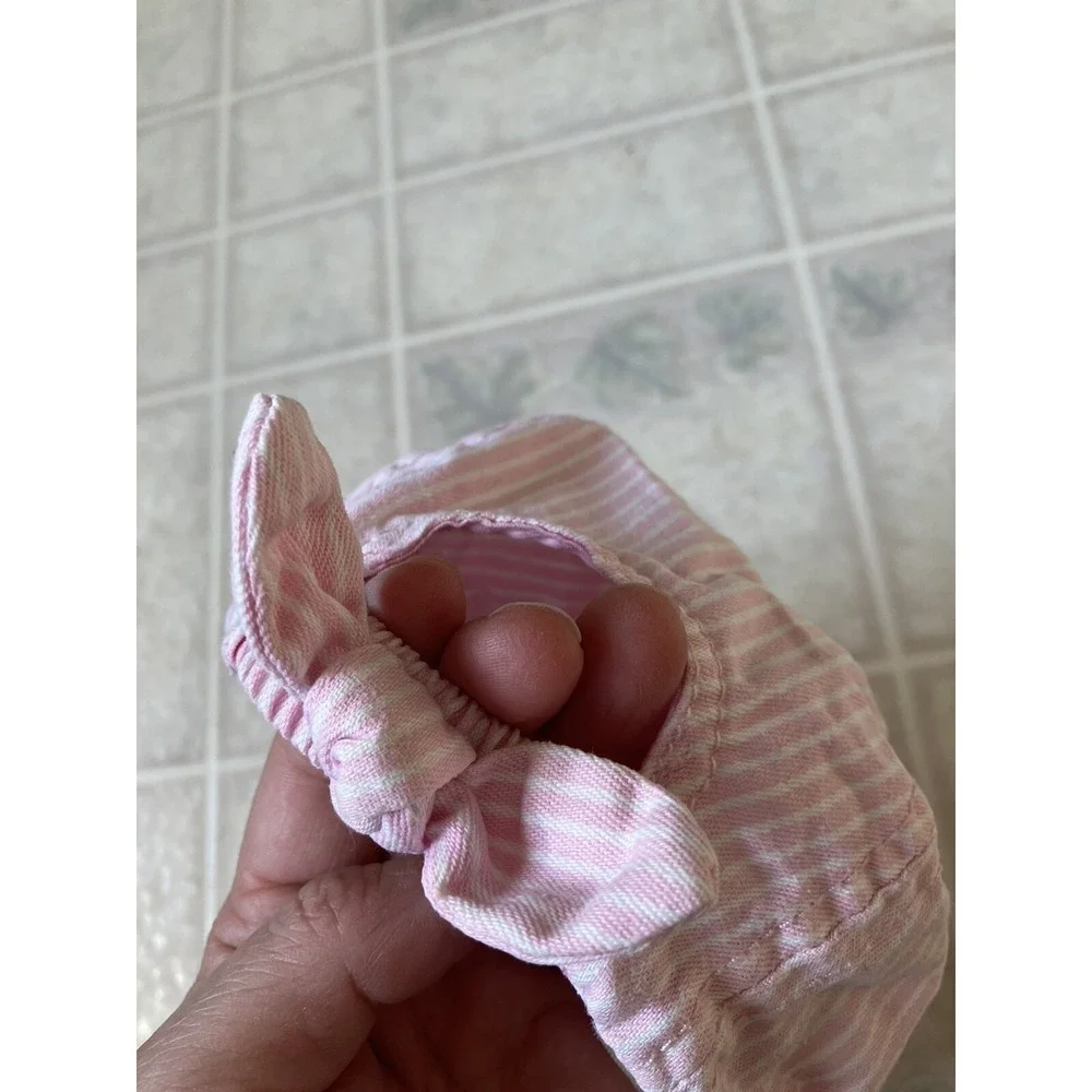 Classic Pink Stripe Vtg Embroidered OSHKOSH B'GOSH 0-9 mth Elastic Baseball‎ Cap